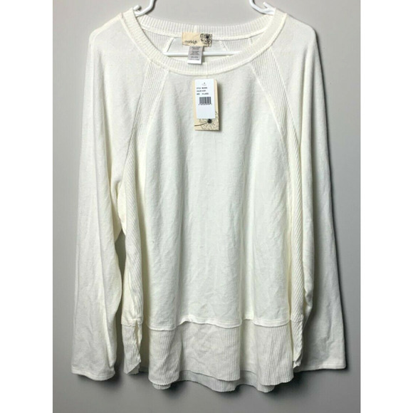 everleigh Sweaters - New Everleigh Women's Ivory White Cozy Ribbed Inset Layered Tunic Size XXL